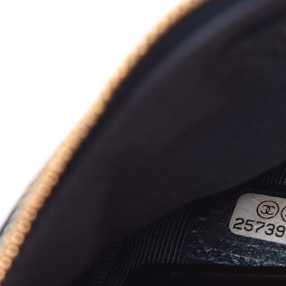 Chanel Metallic Caviar Quilted Small Cosmetic Case Dark Blue 7 of 8