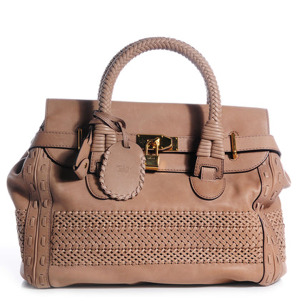Gucci Leather Handmade Large Top Handle Bag Taupe 1 of 11