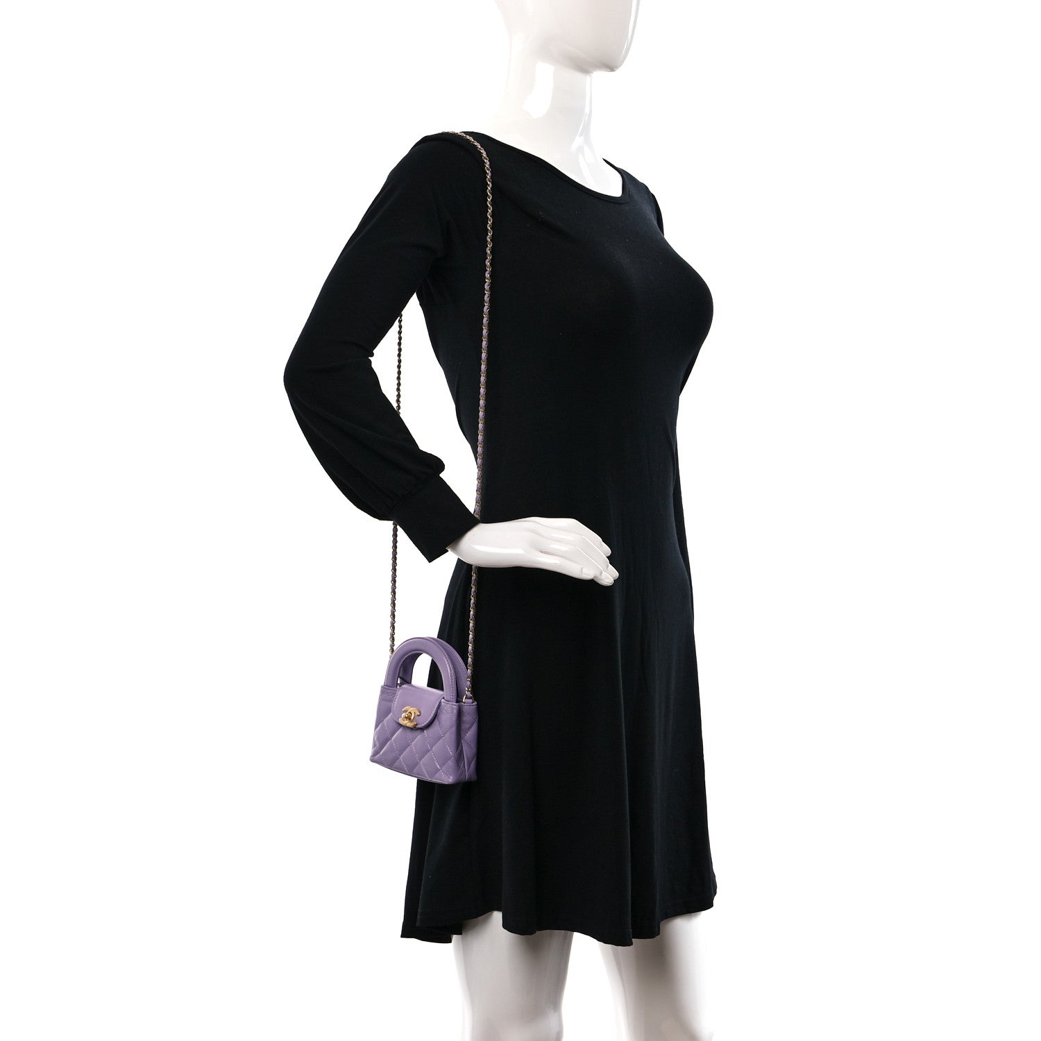 Chanel Shiny Aged Calfskin Quilted Mini Nano Kelly Shopper Lilac 2 of 11