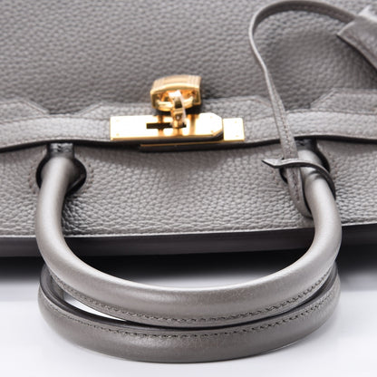 Hermes Taurillon Clemence Birkin 30 Etain 26 of 37