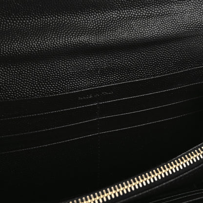 Saint Laurent Grain De Poudre Matelasse Chevron Monogram Flap Wallet Black 8 of 14