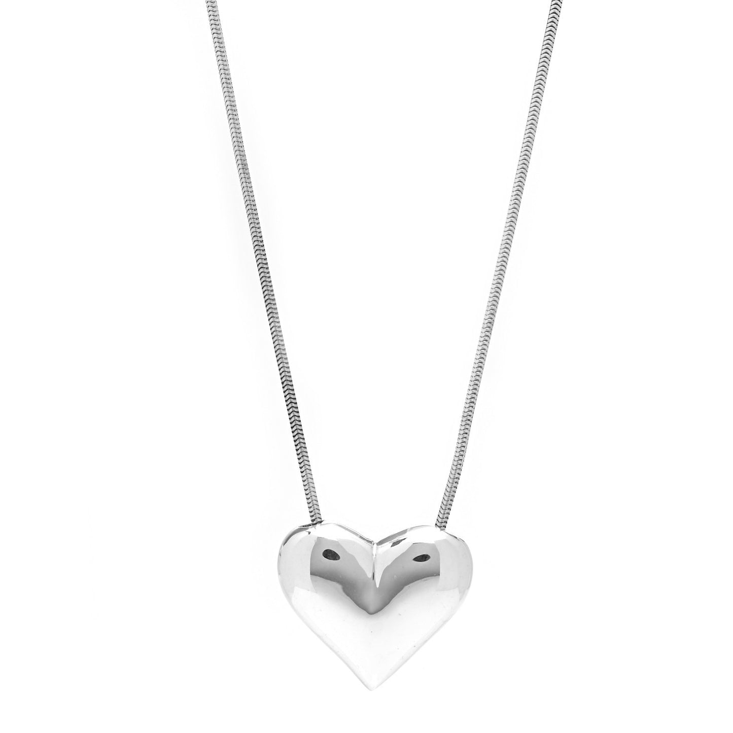 Sterling Silver Puffed Heart Pendant Necklace