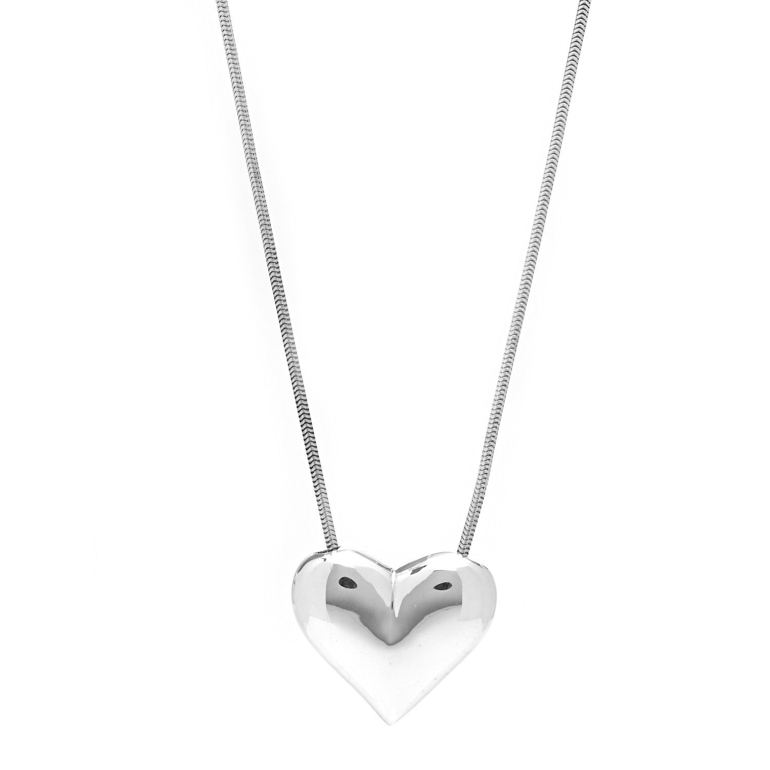 Tiffany Sterling Silver Puffed Heart Pendant Necklace 1 of 5