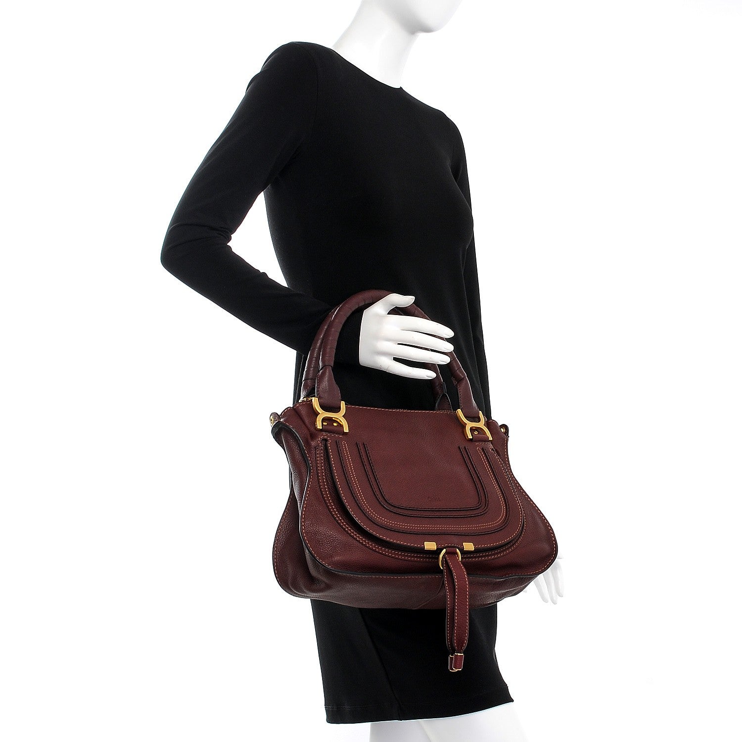 Chloe Calfskin Medium Marcie Satchel Wine Purple 3 of 8