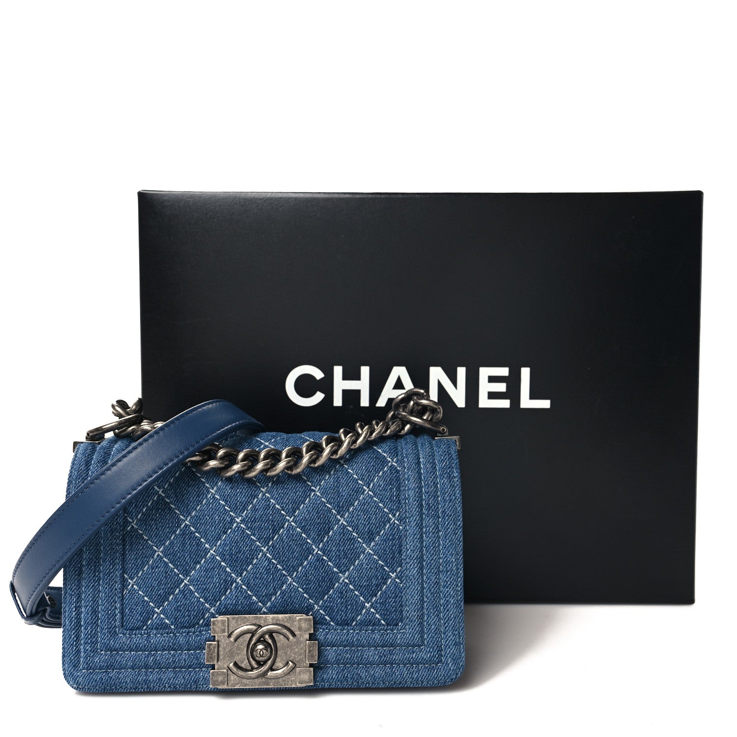 Chanel Denim Quilted Small Boy Flap Blue 11 of 11