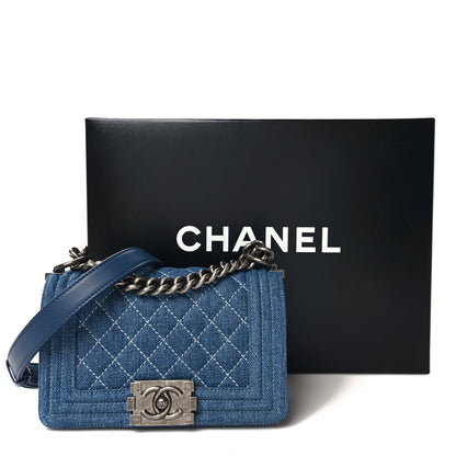 Chanel Denim Quilted Small Boy Flap Blue 11 of 11