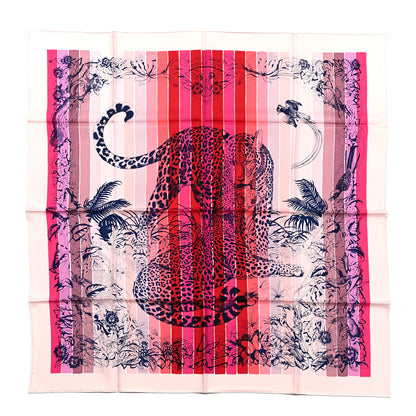 Hermes Silk Jungle Love Rainbow Scarf 90 Rose Vif Encre Rouge 1 of 5