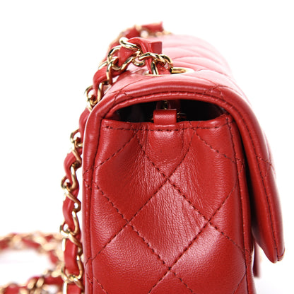 Chanel Lambskin Quilted Mini Rectangular Flap Red 12 of 15