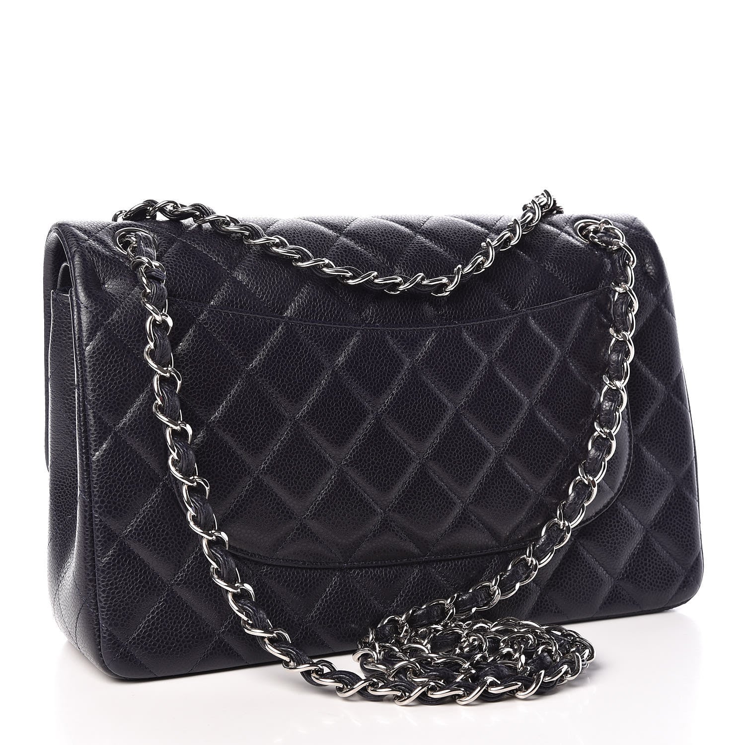 Chanel Caviar Quilted Jumbo Double Flap Navy Blue 3 of 9