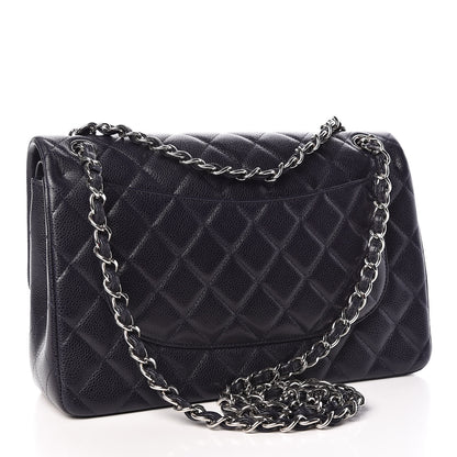 Chanel Caviar Quilted Jumbo Double Flap Navy Blue 3 of 9