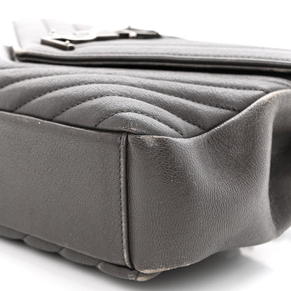 Saint Laurent Sheepskin Matelasse Chevron Monogram Medium College Bag Asphalt 10 of 16