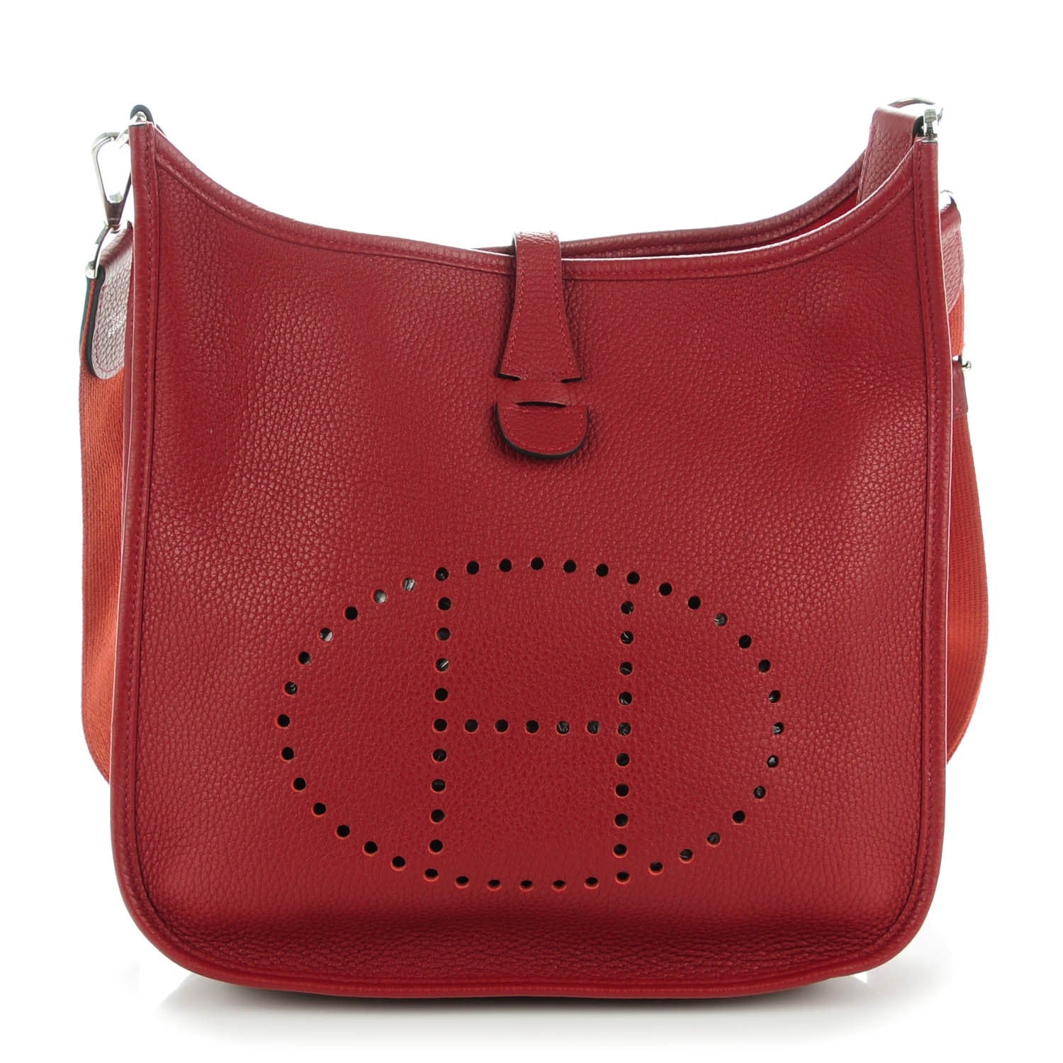 Hermes Taurillon Clemence Evelyne III PM Rouge H 1 of 8