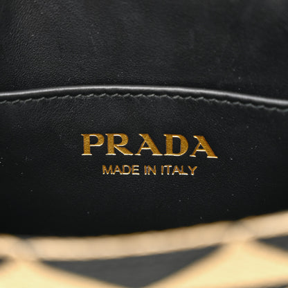 Prada Jacquard Saffiano Triangolo Symbole Embroidered Micro Tote Black Corda 6 of 10