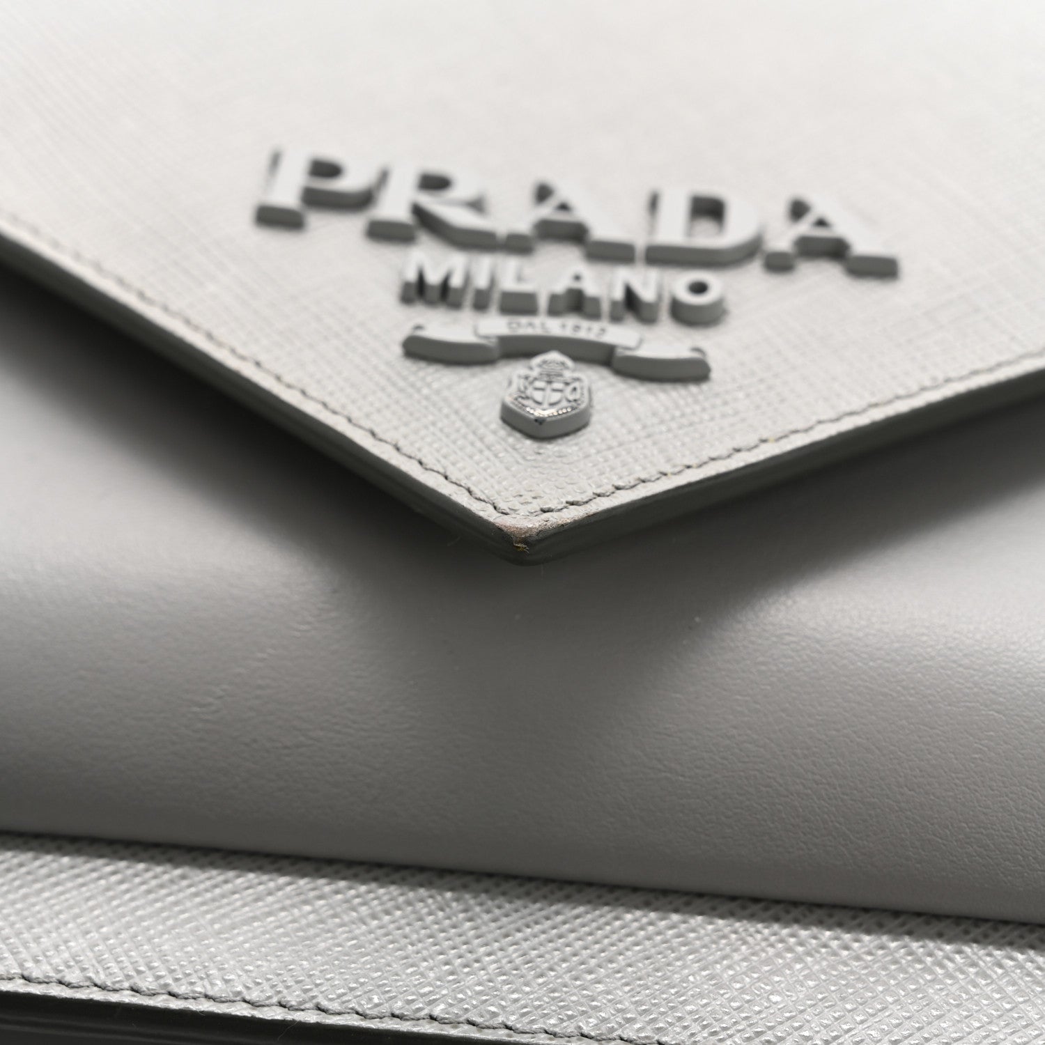 Prada Saffiano City Calfskin Monochrome Envelope Crossbody Nube 13 of 14