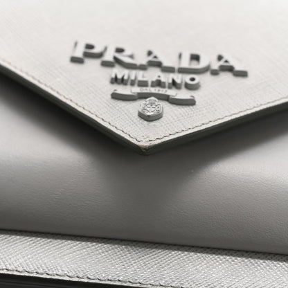 Prada Saffiano City Calfskin Monochrome Envelope Crossbody Nube 13 of 14