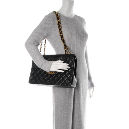 Chanel Lambskin Quilted XL Jumbo Single Flap Black 2 of 8