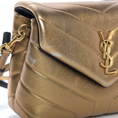 Saint Laurent Metallic Calfskin Y Quilted Monogram Toy Loulou Crossbody Bag Gold 11 of 13