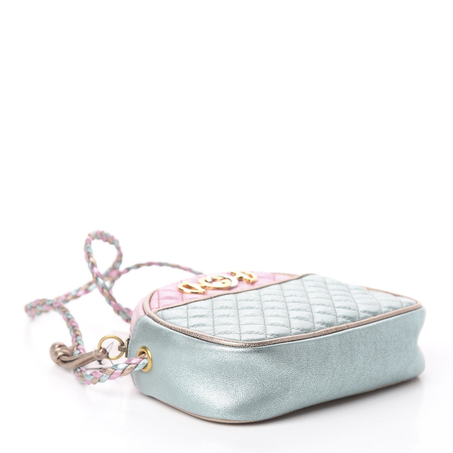 Laminated Nappa Trapuntata Mini Zumi Dome Shoulder Bag Rosa Lago Rame