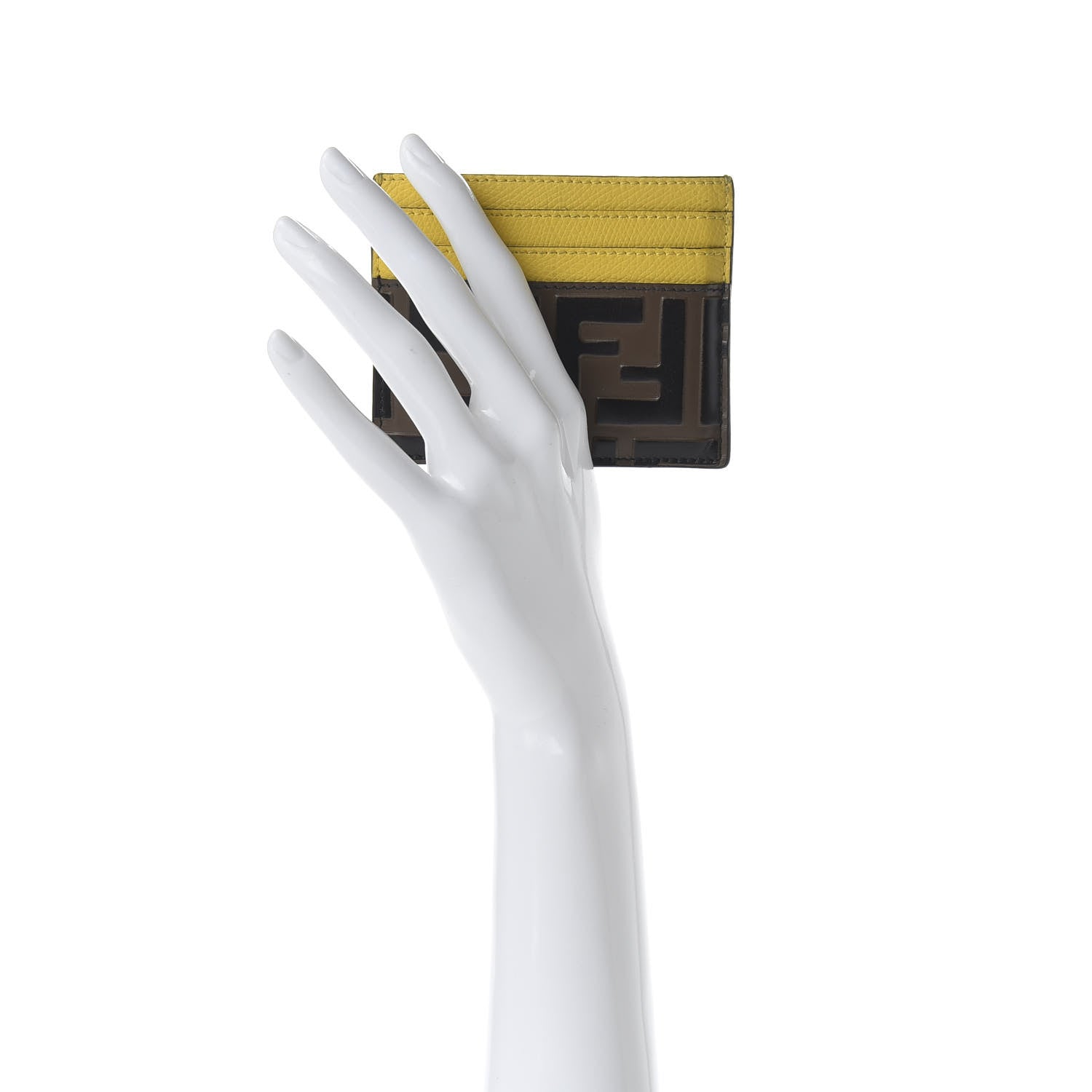 Fendi Vitello Cruise Bi-Color FF 1974 Embossed Card Holder Maya Black Sunflower 2 of 6