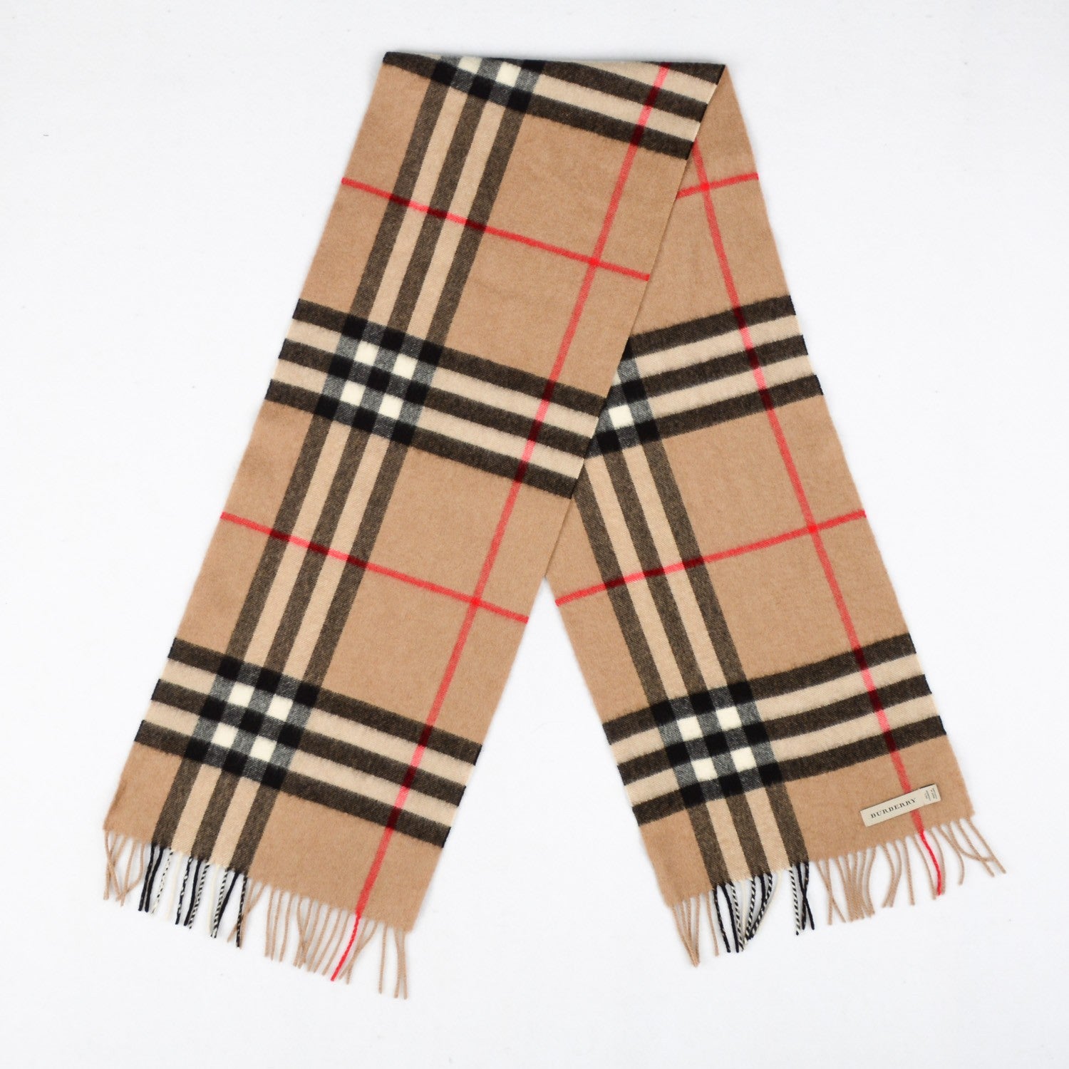 Burberry Cashmere Giant Heritage Check Fringe Scarf Camel 3 of 5
