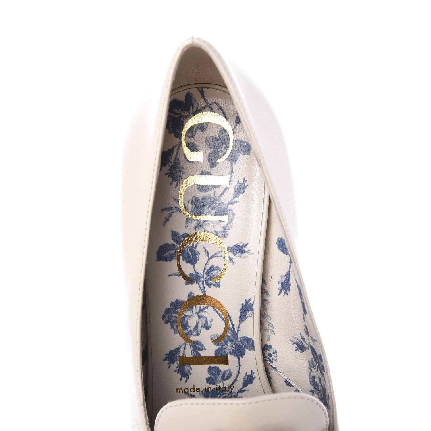 Gucci Malaga Kid GG Victoire 95mm Loafer Pumps 37.5 Vintage White 8 of 10