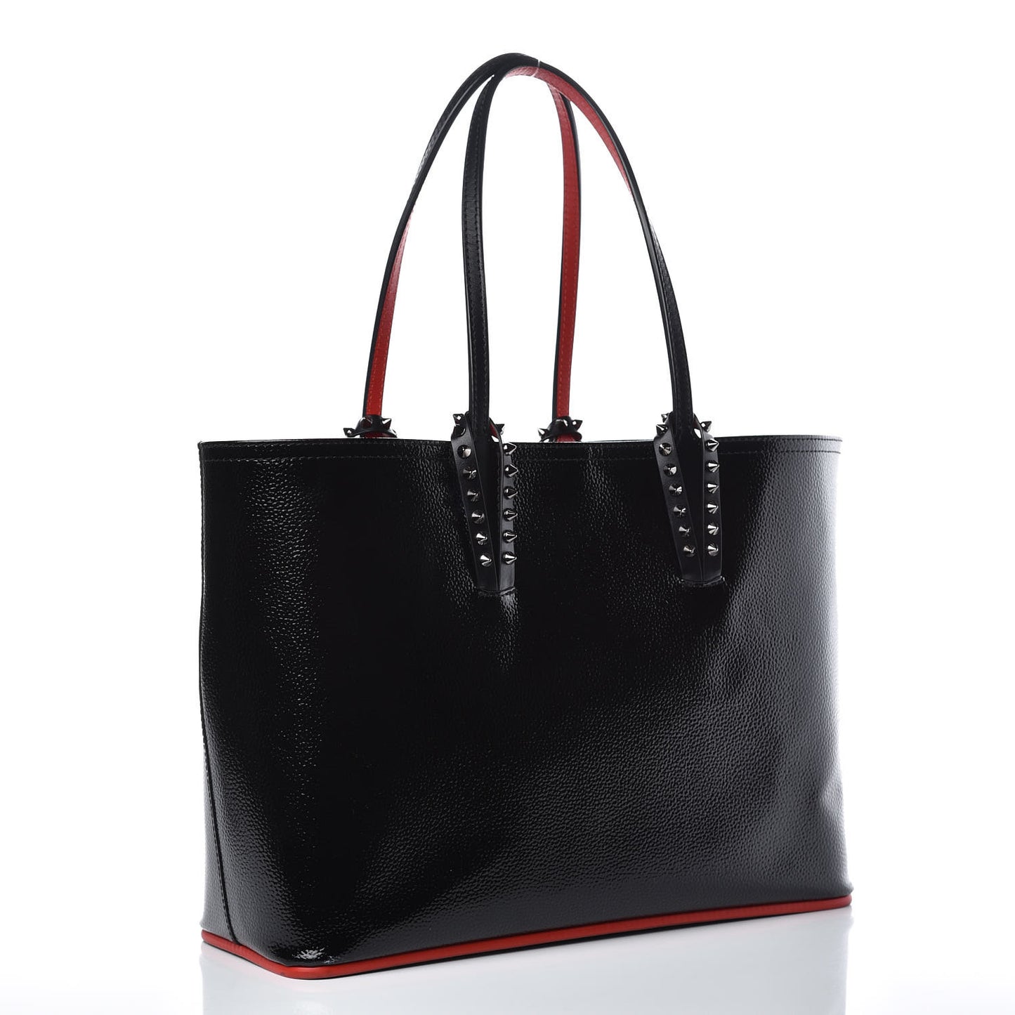 Patent Calfskin Spikes Small East West Cabata Tote Black