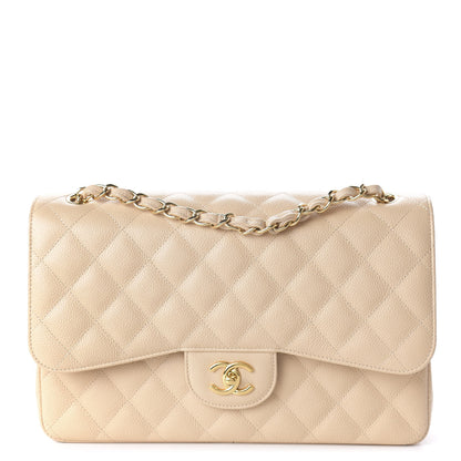 Chanel Caviar Quilted Jumbo Double Flap Beige Clair 1 of 11