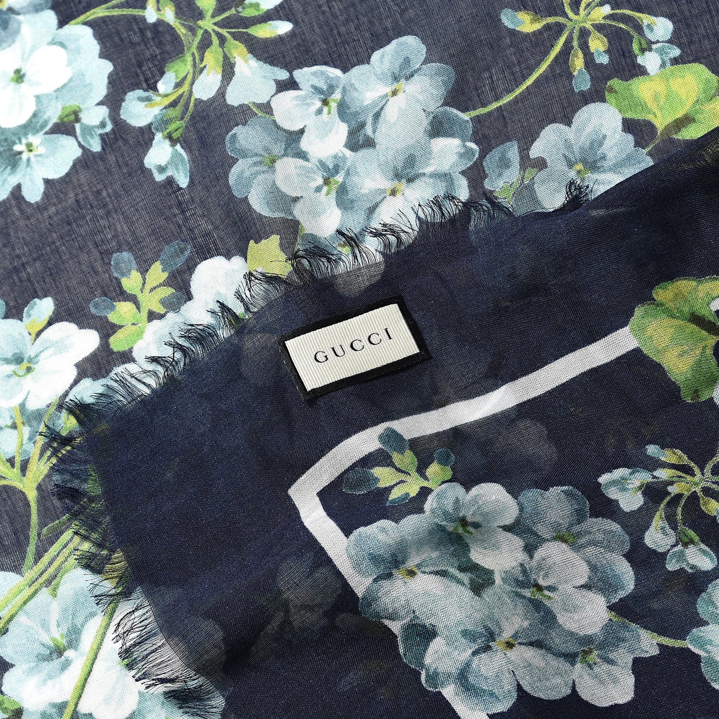 Modal Silk New Bloom Square Scarf Midnight Blue Sky Blue