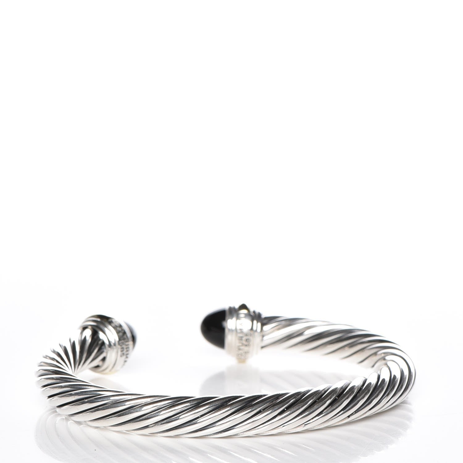 David Yurman Sterling Silver 14K Yellow Gold Black Onyx 7mm Cable Classics Bracelet 3 of 5