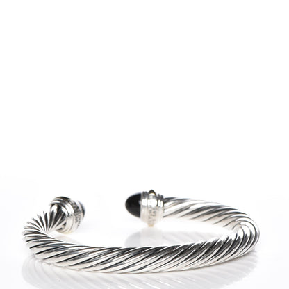 David Yurman Sterling Silver 14K Yellow Gold Black Onyx 7mm Cable Classics Bracelet 3 of 5
