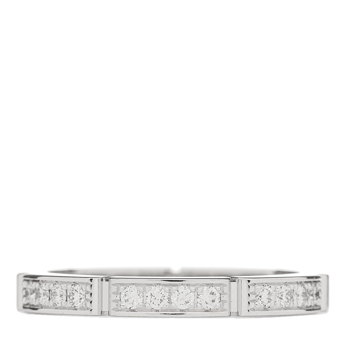 18K White Gold Diamond Maillon Panthere Half Diamond Wedding Band Ring 51 5.75