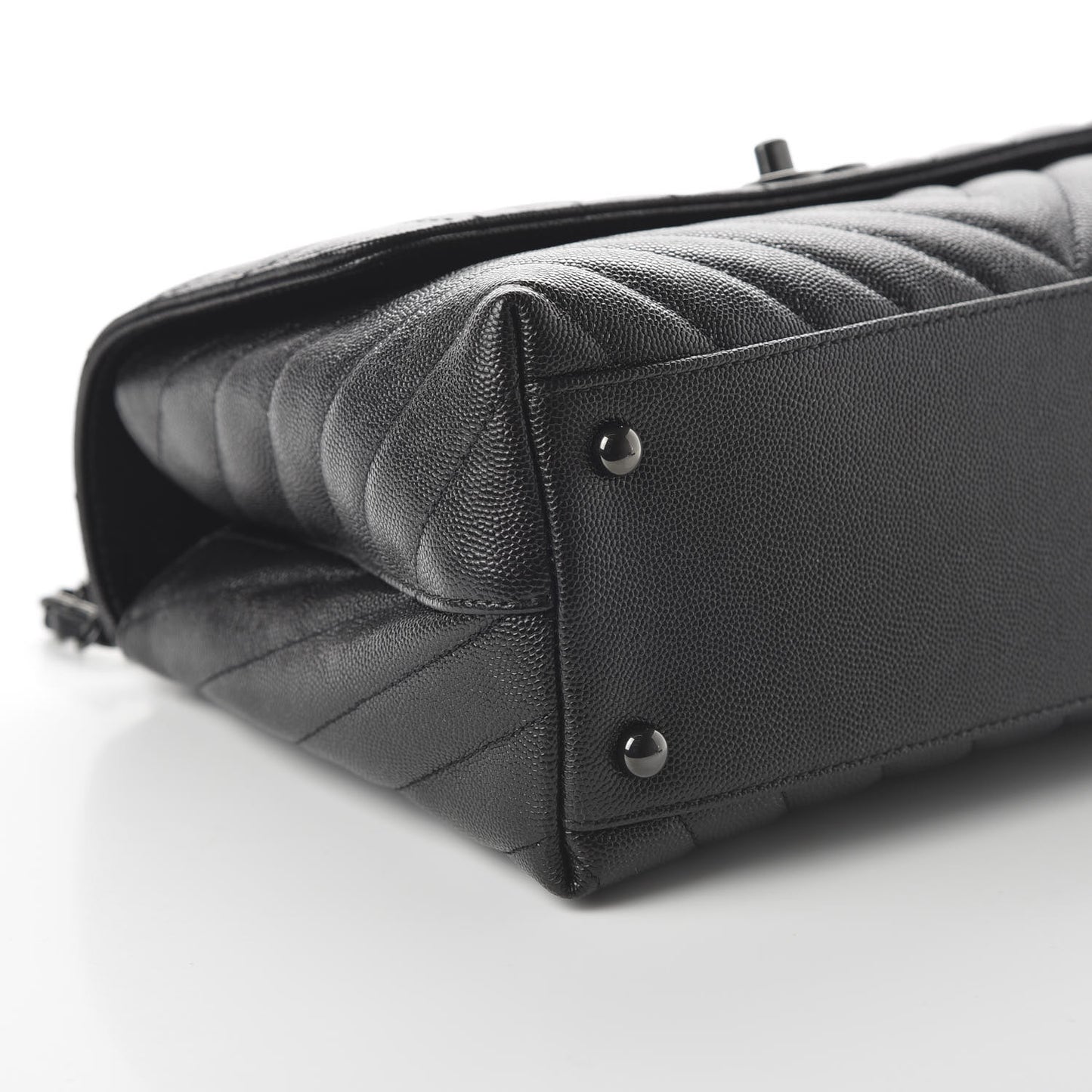 Caviar Chevron Quilted Small Coco Handle Flap So Black