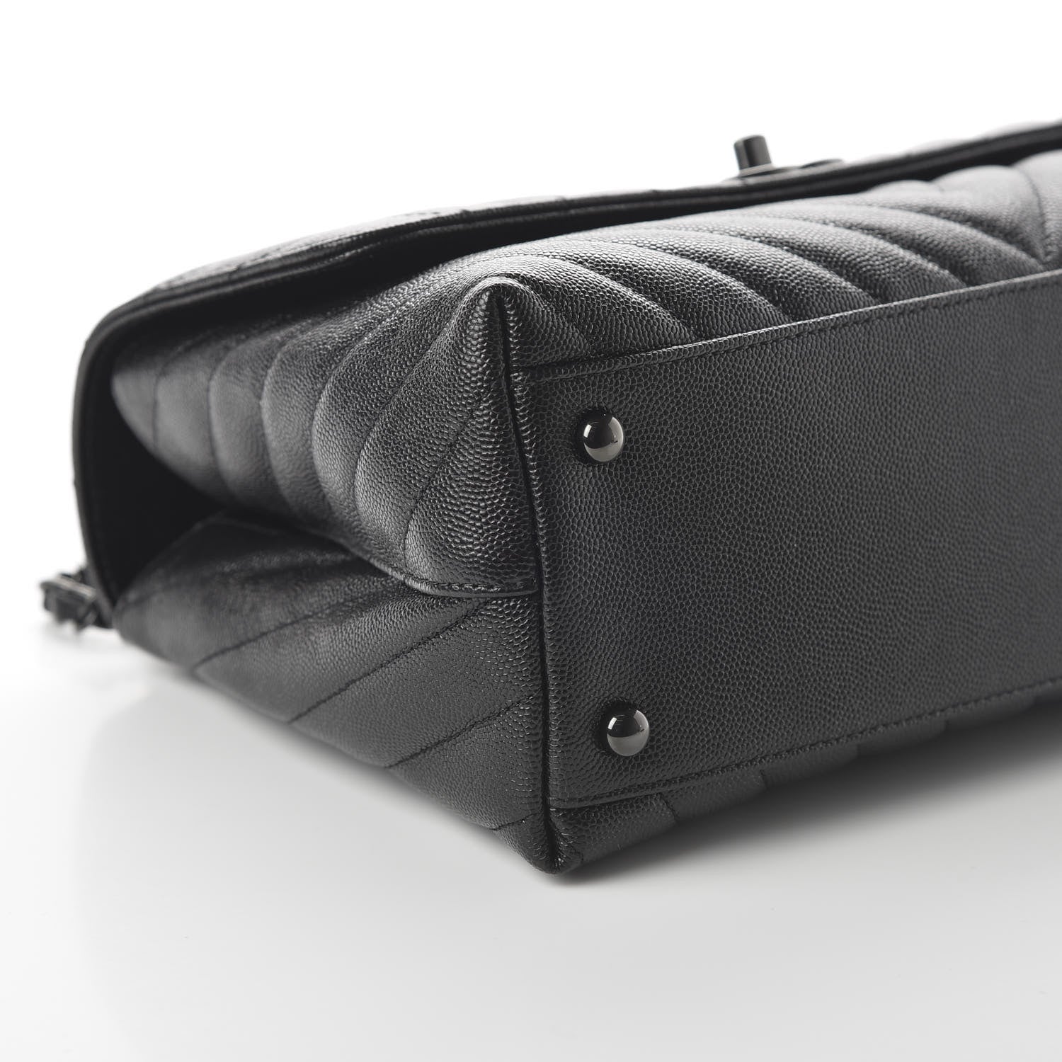 Chanel Caviar Chevron Quilted Small Coco Handle Flap So Black 6 of 11
