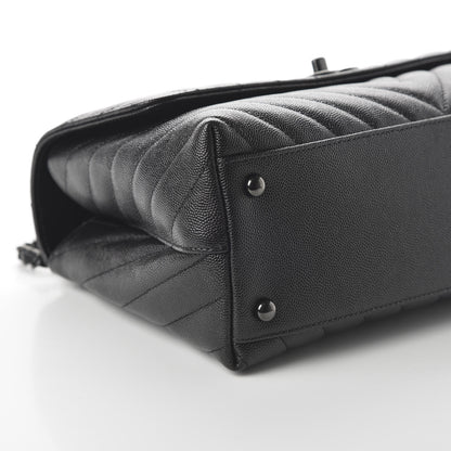 Chanel Caviar Chevron Quilted Small Coco Handle Flap So Black 6 of 11