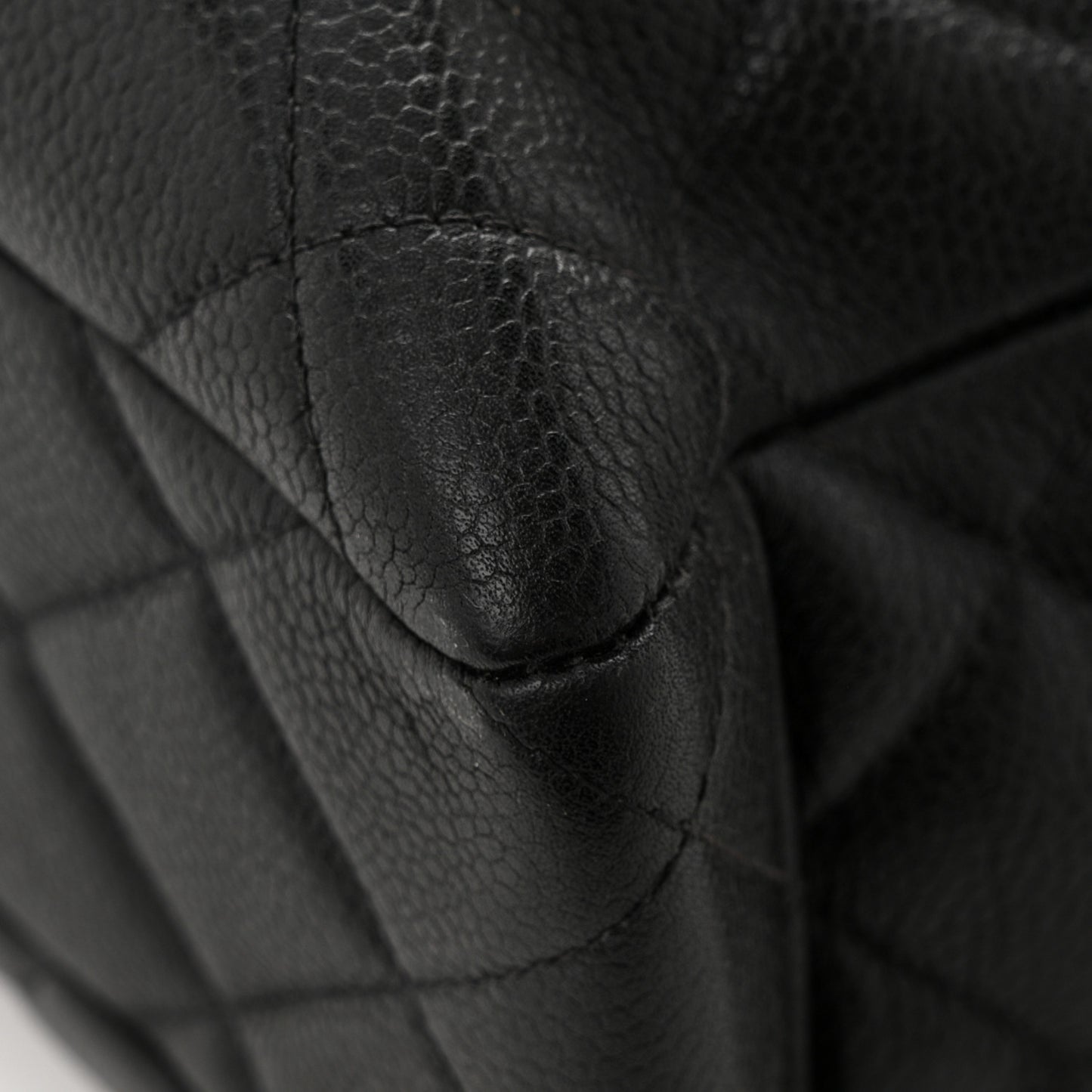 Caviar Quilted Shopping Tote Black