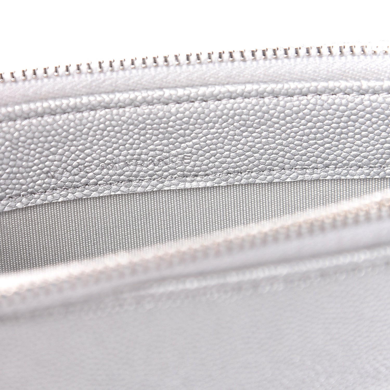 Chanel Metallic Caviar Chevron Quilted Small Vintage Mademoiselle Clutch With Chain Silver 13 of 14