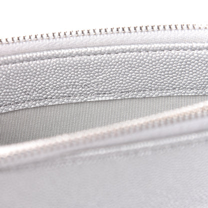 Chanel Metallic Caviar Chevron Quilted Small Vintage Mademoiselle Clutch With Chain Silver 13 of 14