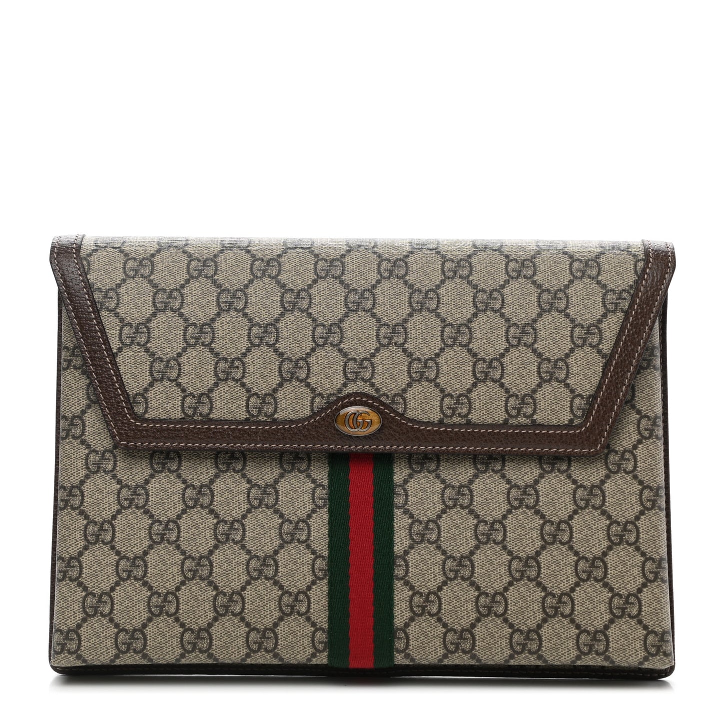 GG Supreme Monogram Web Ophidia Clutch Beige New Acero