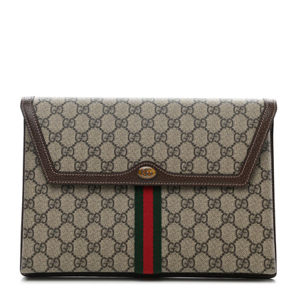 Gucci GG Supreme Monogram Web Ophidia Clutch Beige New Acero 1 of 9