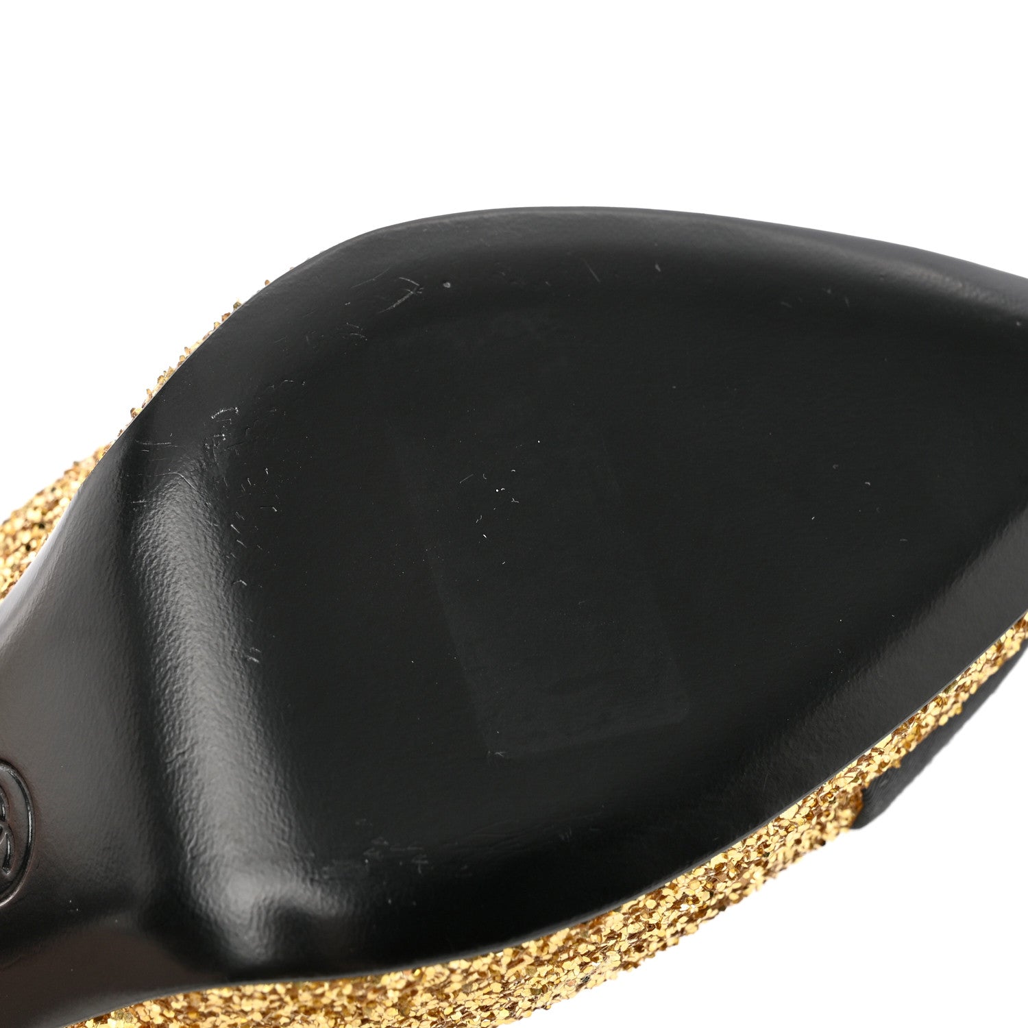 Chanel Glitter Grosgrain Cap Toe CC Slingback Pumps 39.5 Gold Black 11 of 17