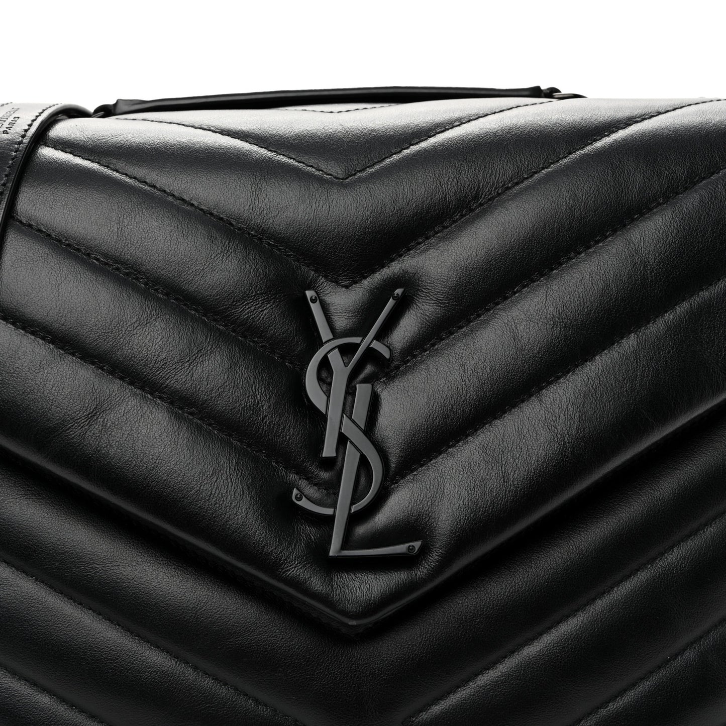 Calfskin Y Quilted Monogram Monochrome Medium Loulou Chain Satchel Black