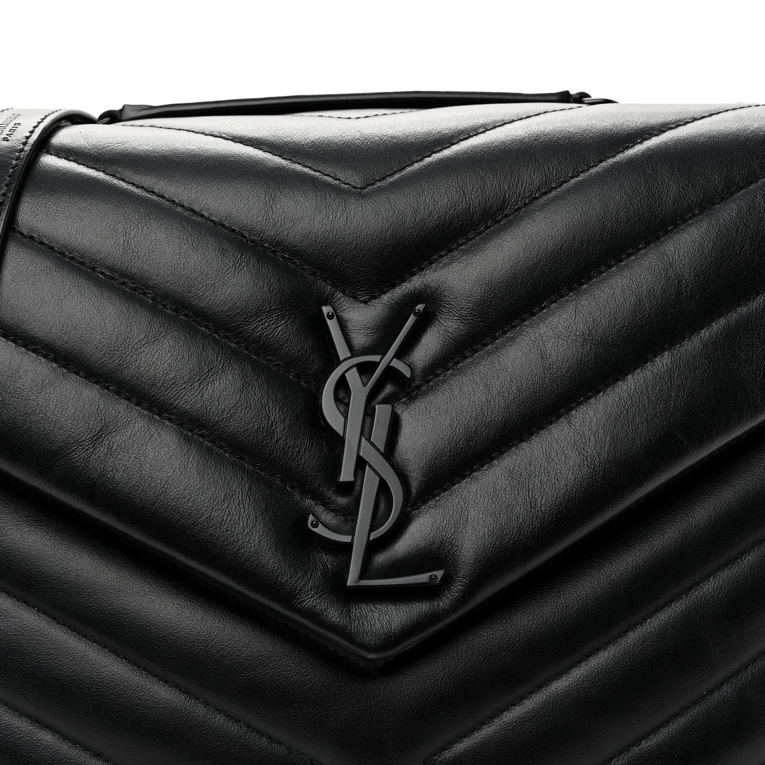 Saint Laurent Calfskin Y Quilted Monogram Monochrome Medium Loulou Chain Satchel Black 8 of 10