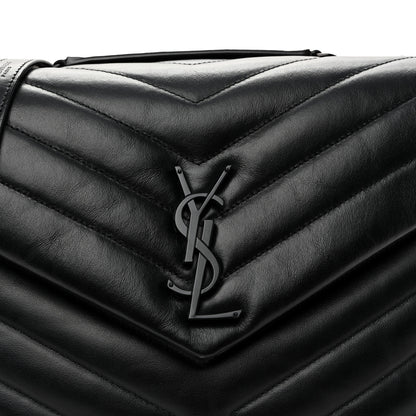 Saint Laurent Calfskin Y Quilted Monogram Monochrome Medium Loulou Chain Satchel Black 8 of 10
