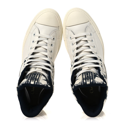 Christian Dior Canvas Calfskin Walk'N'Dior Star High Top Sneakers 38 White Deep Blue 2 of 11