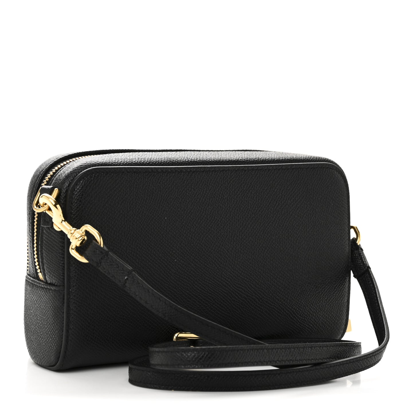 Grained Calfskin Caro Double Pouch Black