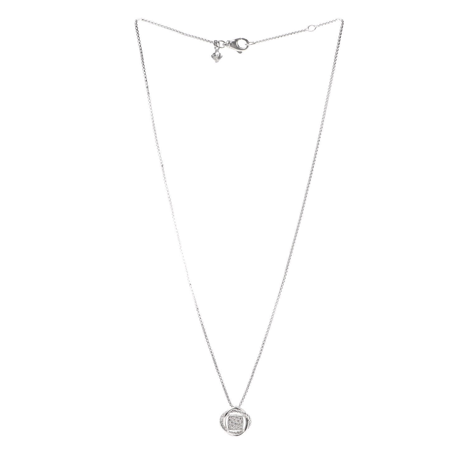 David Yurman Sterling Silver Diamond 7mm Infinity Pendant Necklace 3 of 5
