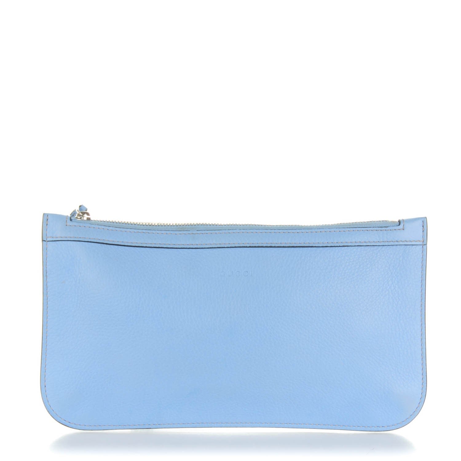 Gucci Pebbled Calfskin Zip Pouch Mineral Blue 1 of 8