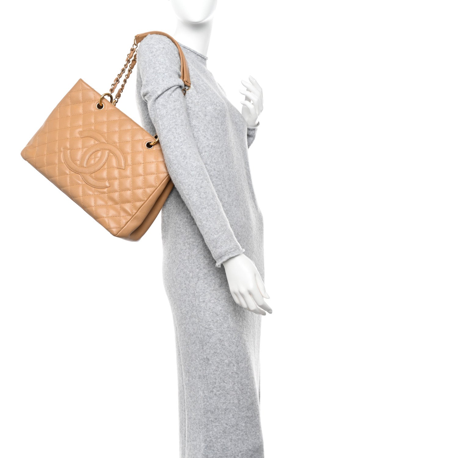 Chanel Caviar Quilted Grand Shopping Tote GST Dark Beige 2 of 13
