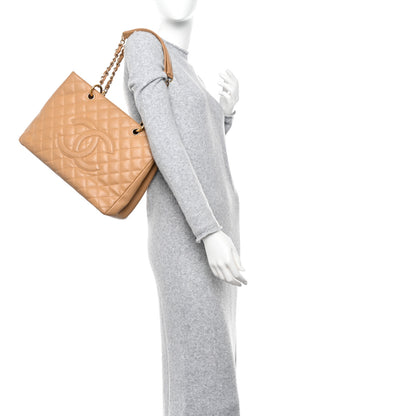 Chanel Caviar Quilted Grand Shopping Tote GST Dark Beige 2 of 13