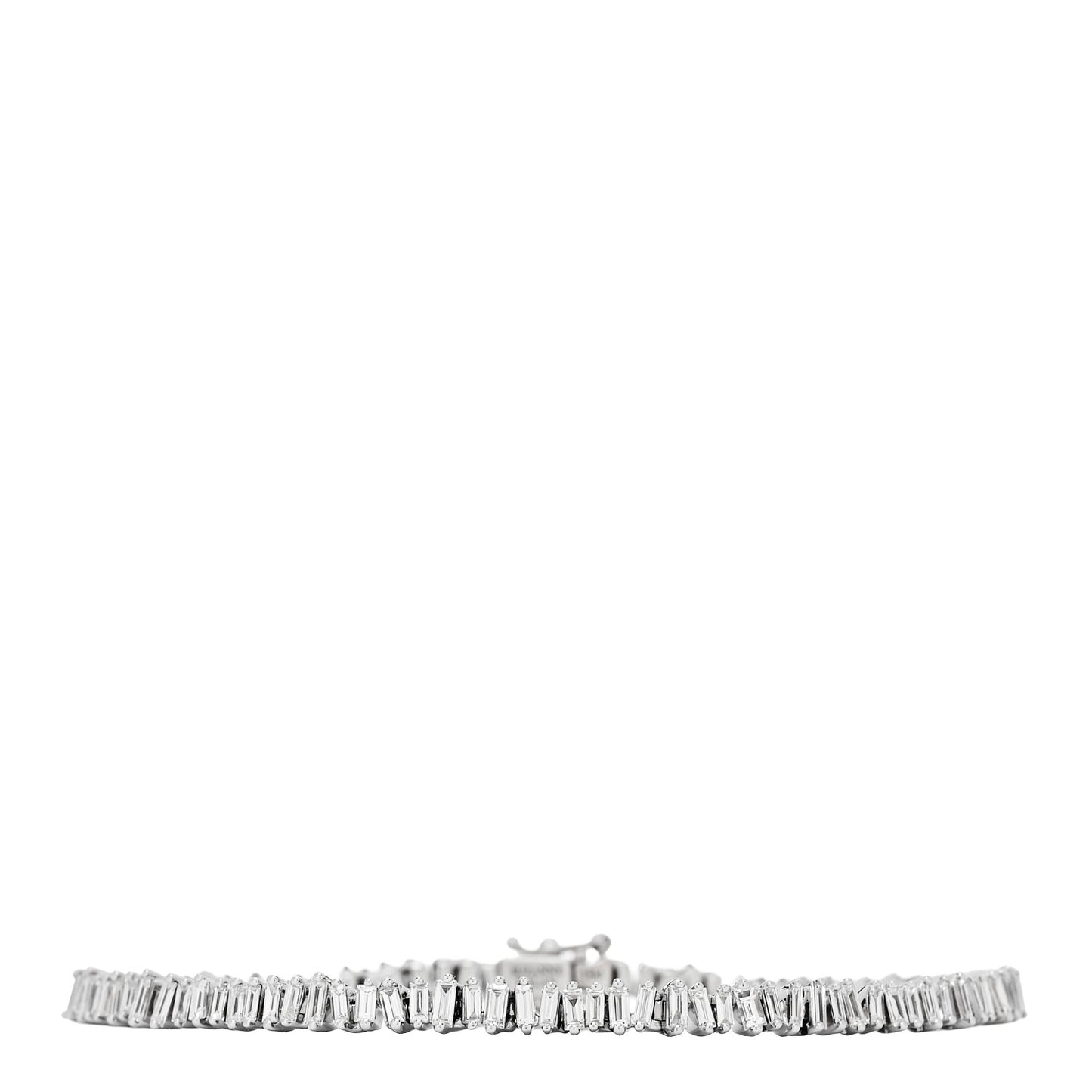18K White Gold Diamond Fireworks Classic Mini Baguette Tennis Bracelet
